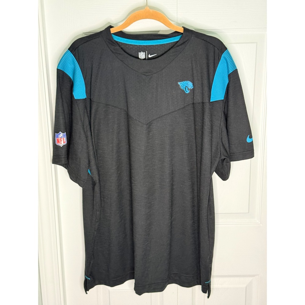 Nike NFL Jacksonville Jaguars Dri-FIT Black Teal V-Neck T-Shirt Mens XXL